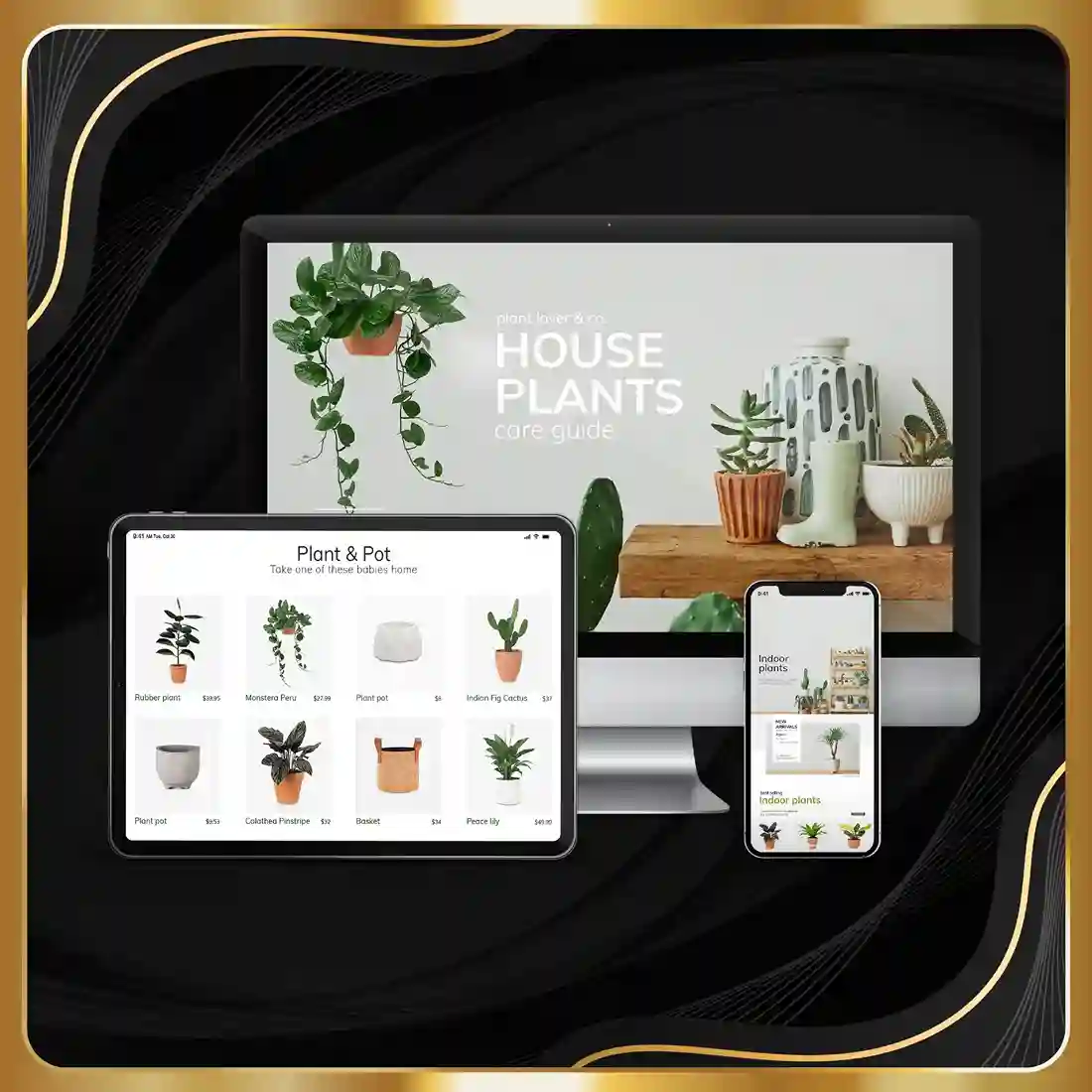 Furniture website display on laptop and phone  